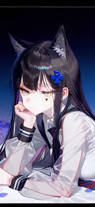 星空下趴着的黑丝少女-德克萨斯
