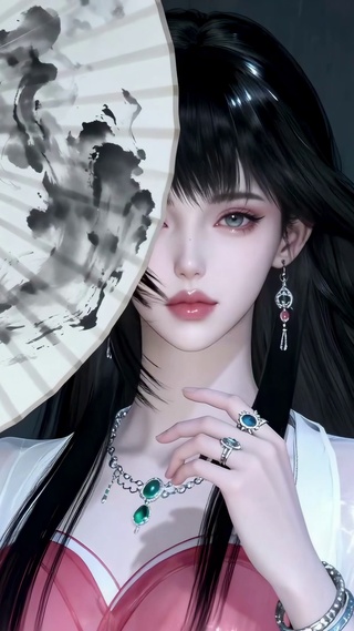 水墨扇古风美人