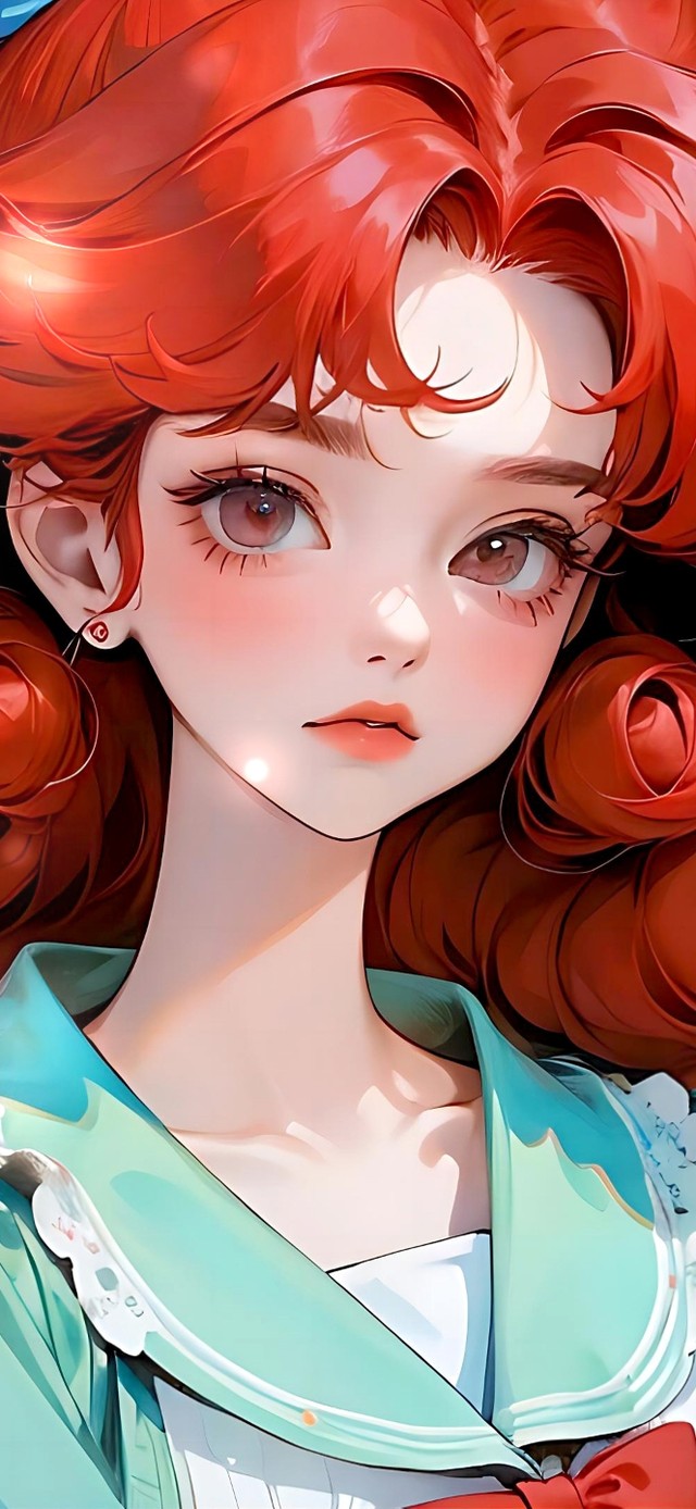 红卷发怀旧女孩