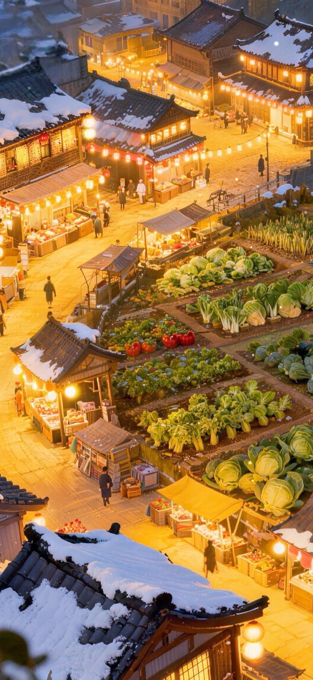 湖边古镇夜市