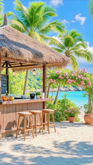 椰风海韵的沙滩小店