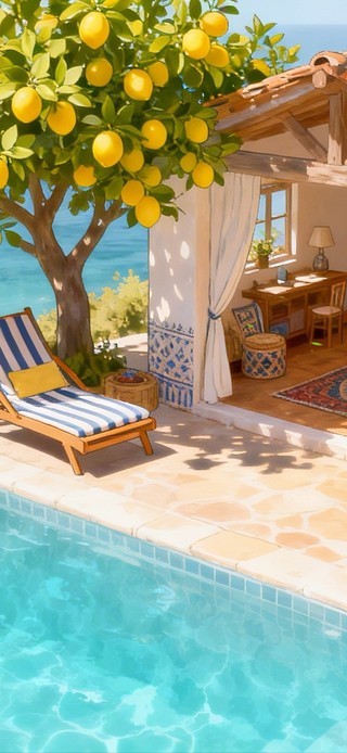 海边柠檬泳池小屋