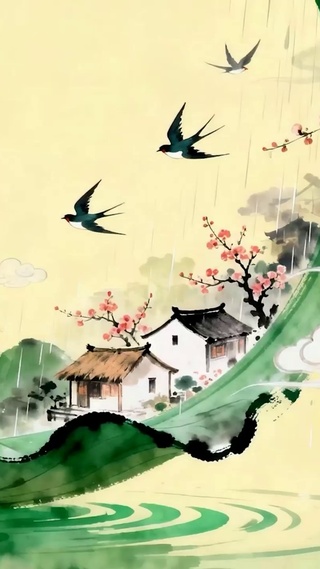 护眼雨天树木