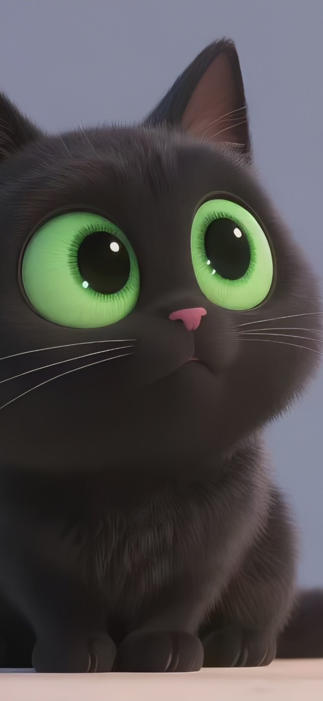 可爱逗鱼小黑猫