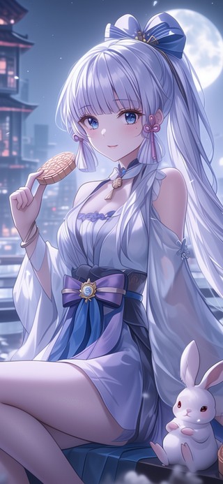 雪墨壁纸丨神里绫华丨中秋佳节丨