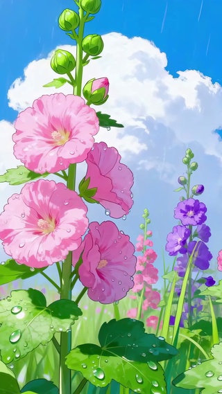 雨天花朵