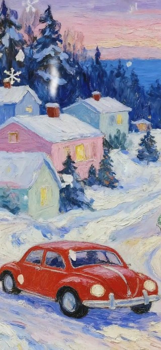 圣诞雪景街道