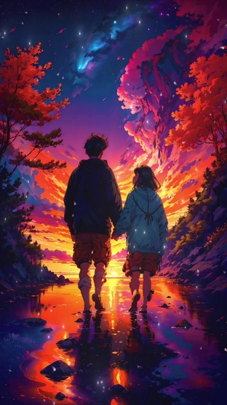 夕阳情侣