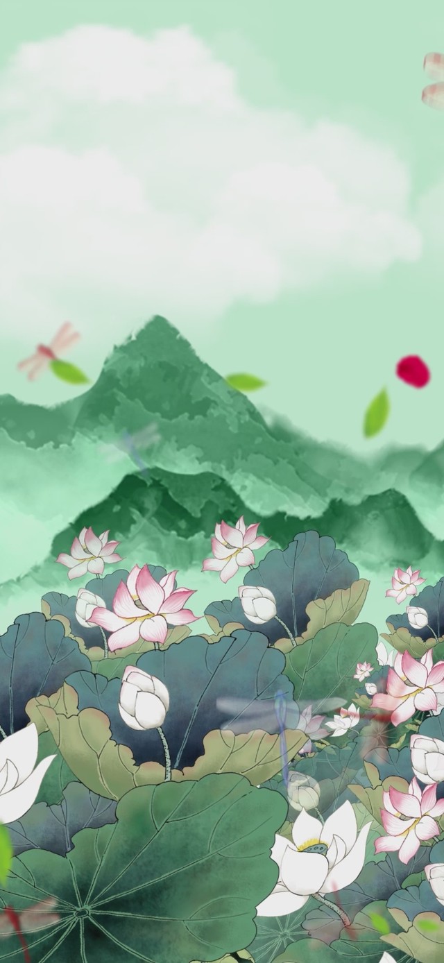 唯美的中国风水墨荷塘