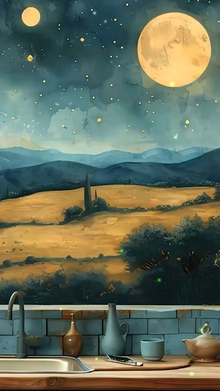 夜景树木
