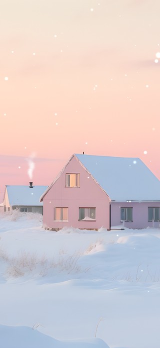 温馨雪中小屋
