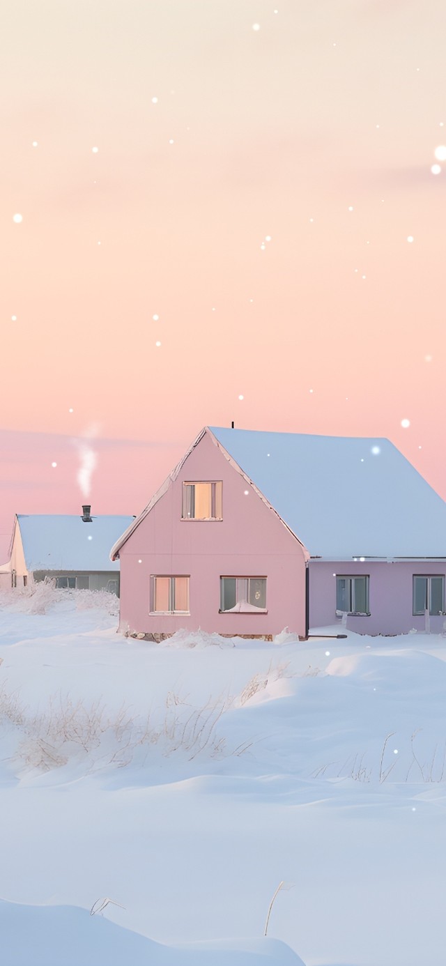 温馨雪中小屋