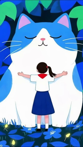 蓝色可爱猫