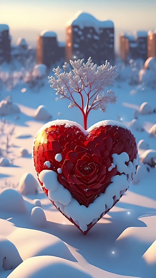 浪漫雪中玫瑰