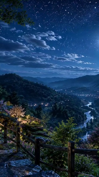 月夜山谷风景