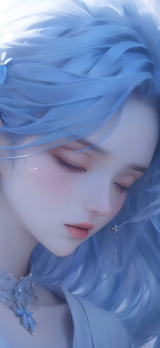 蓝发可爱治愈女孩