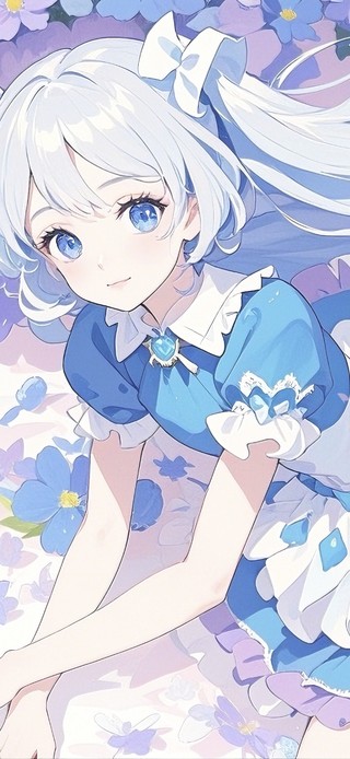 勿忘我花海少女