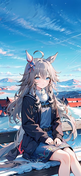 雪地公园少女