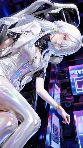 霓虹电竞房的白发少女莫宁