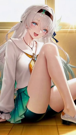 教室阳光银发美少女流萤