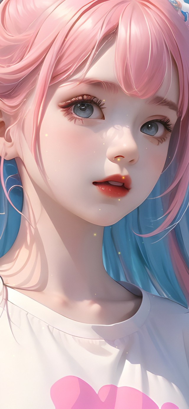 4k可爱粉色头发女孩