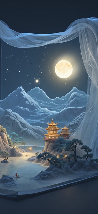 古风纱幔山水