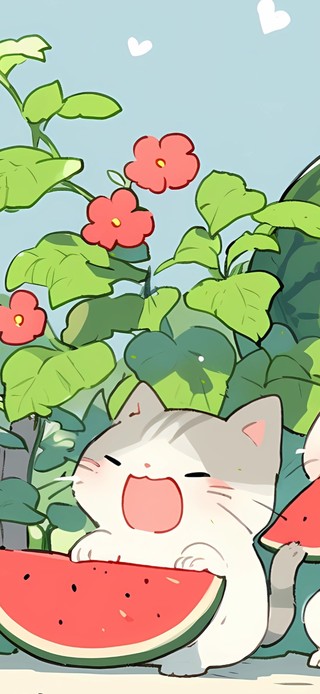 可爱西瓜猫咪