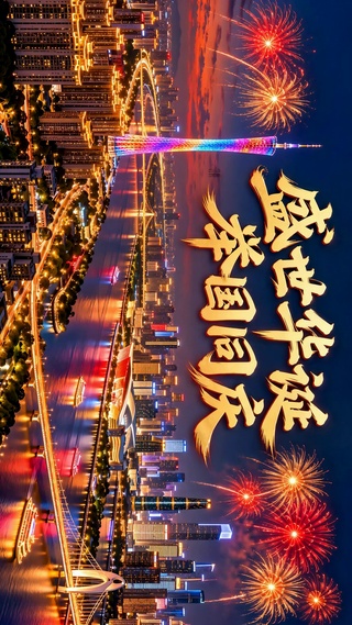 盛世华诞举国同庆城市夜景