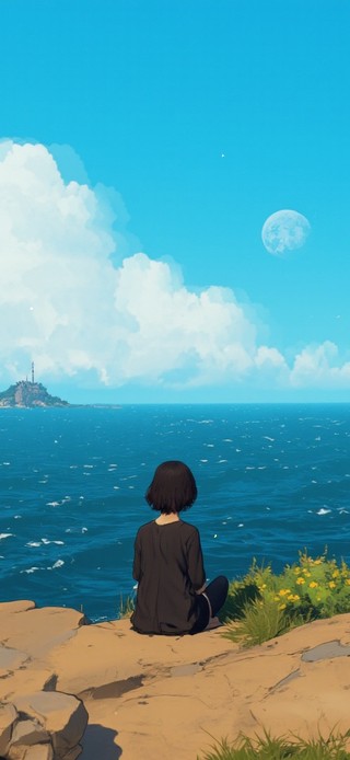 唯美海边少女