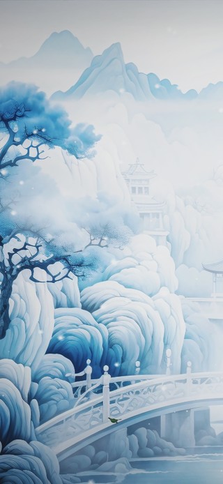 古风山水AI水墨画