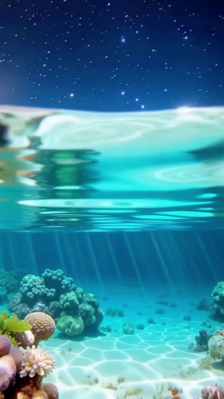 梦幻星空海底彩石海岸