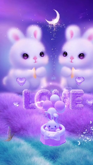 紫色小萌兔