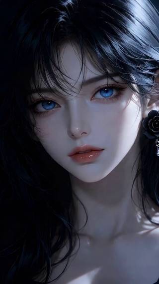 月夜星空蓝眼冷艳美少女