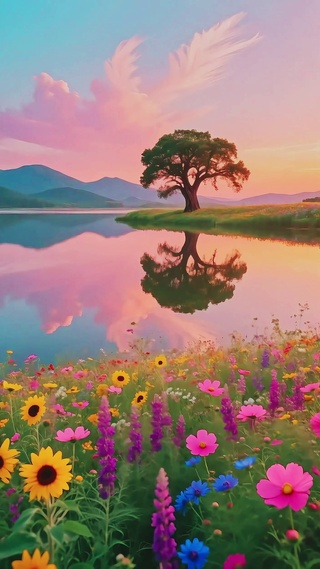 高原花海湖景