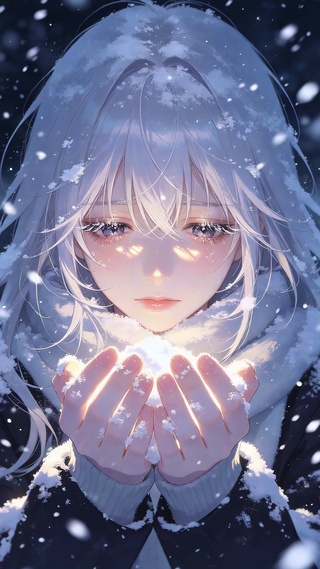 雪天女孩壁纸