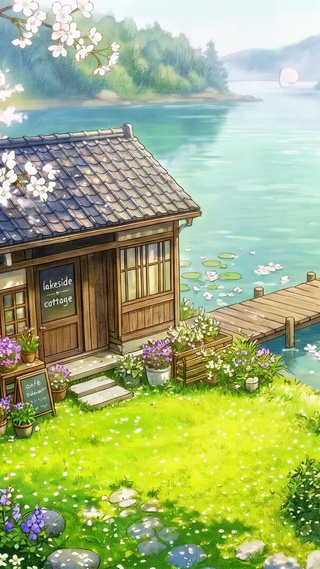 湖畔樱花小屋