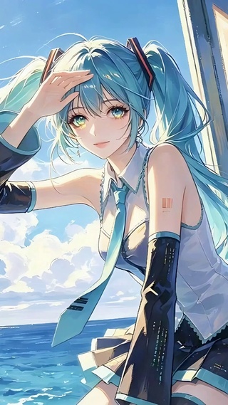蓝天下看海初音