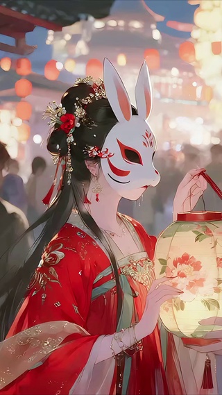 上元节花灯古风情侣