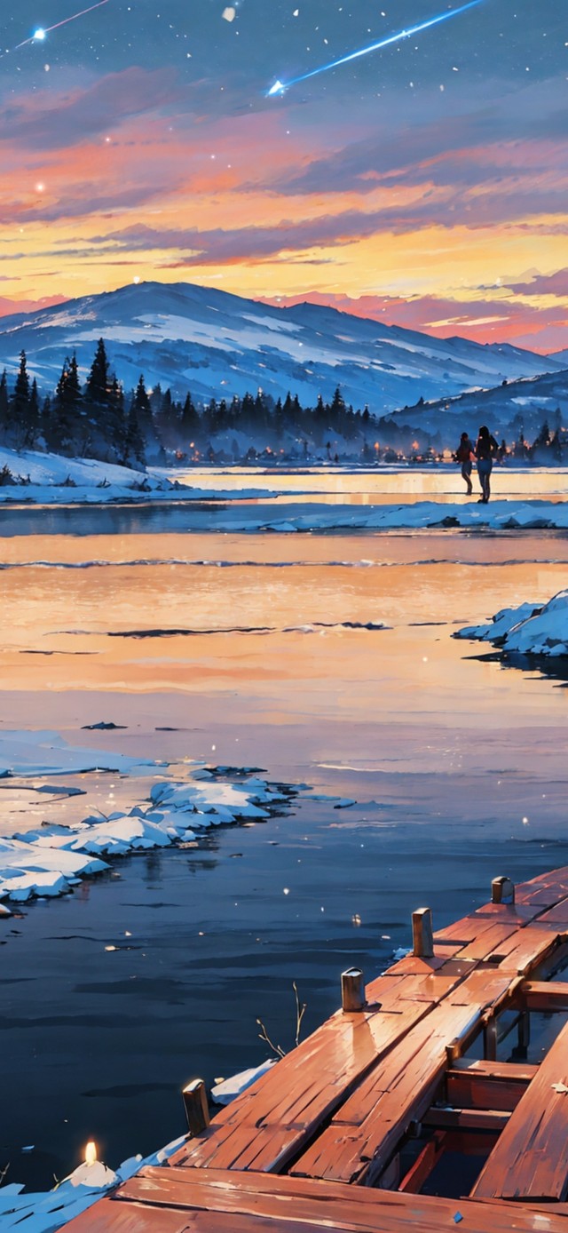 4K唯美雪山夕阳