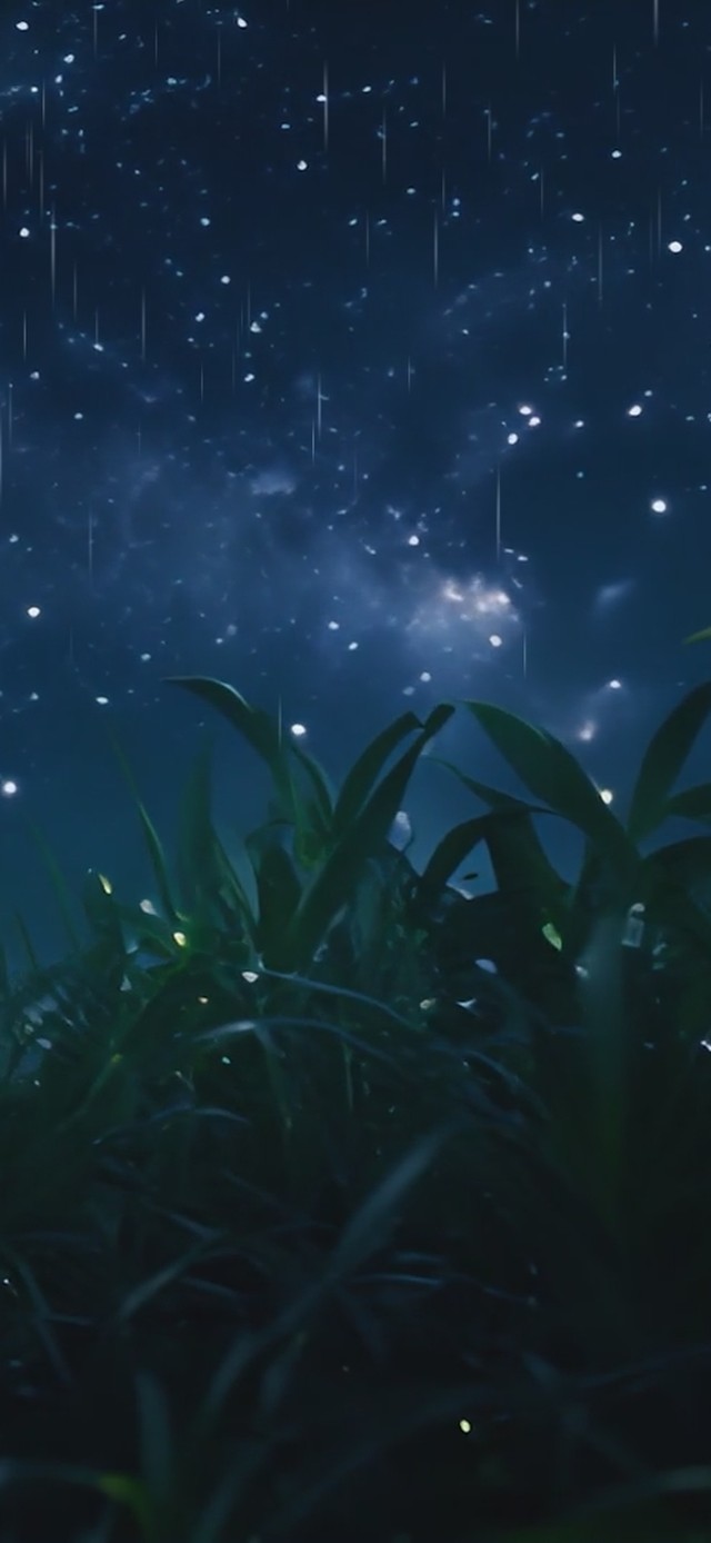 4K唯美夏季夜晚草地星空银河