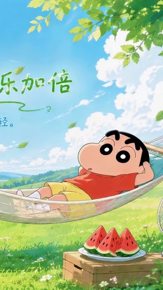 蜡笔小新夏日休闲治愈壁纸