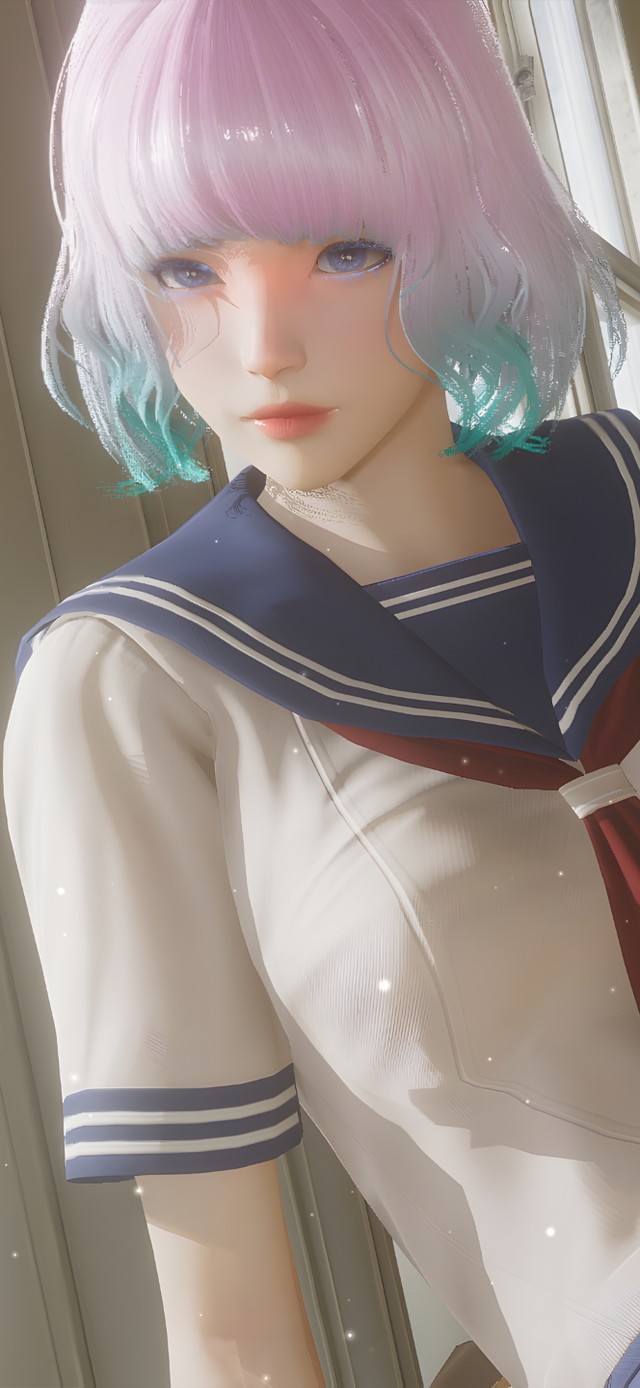 4K唯美短发JK制服美少女