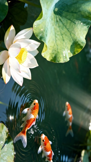 锦鲤戏莲