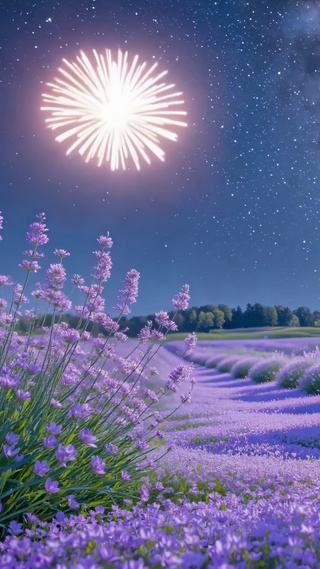绚烂烟花薰衣草田