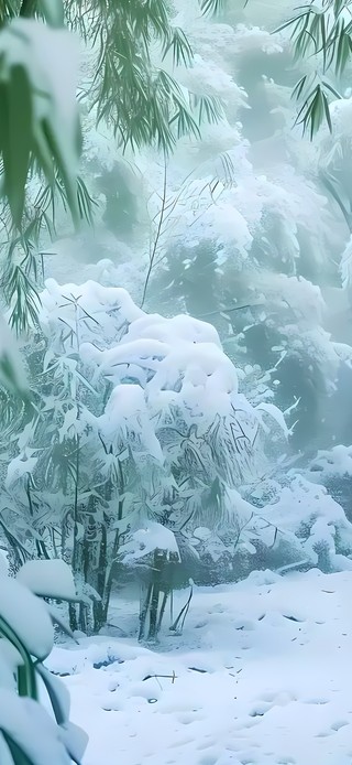 4k竹林雪景