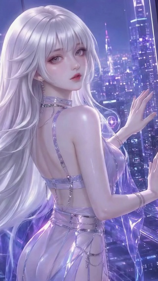 赛博都市银发美少女