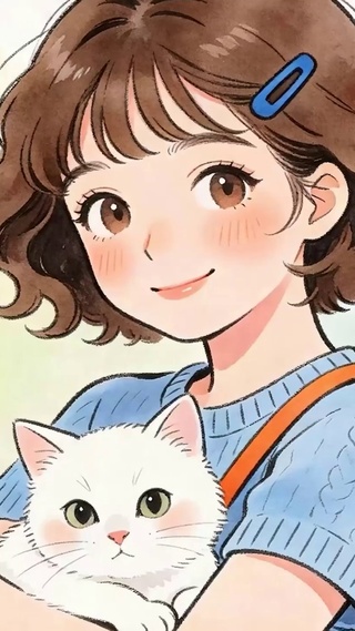 女孩与猫咪