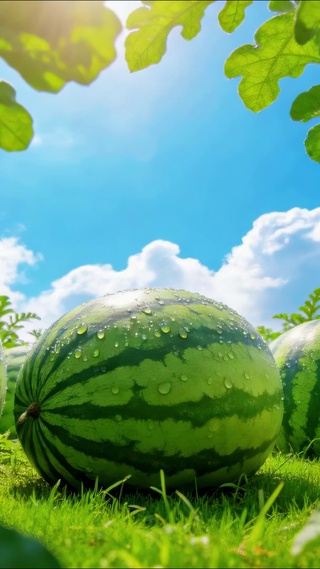 晴空下的西瓜田园风光