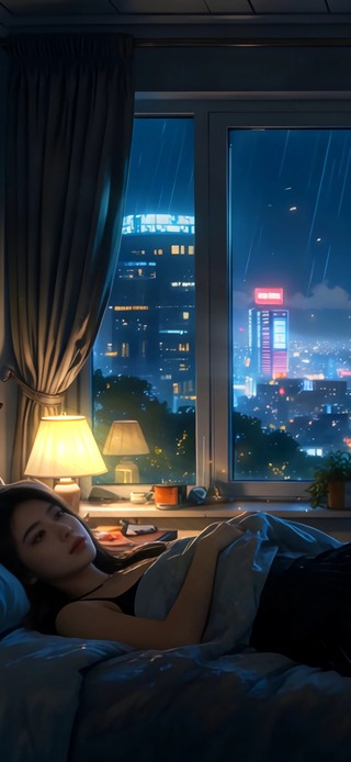 4k窗户前平躺美女