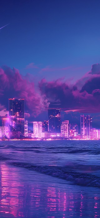 夜色城市海岸